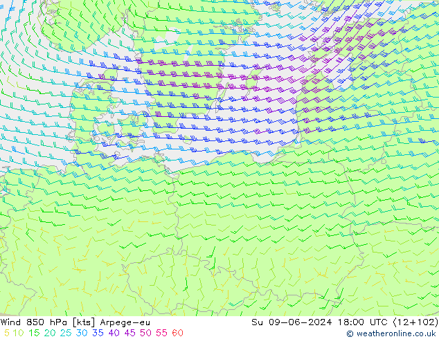  850 hPa Arpege-eu  09.06.2024 18 UTC