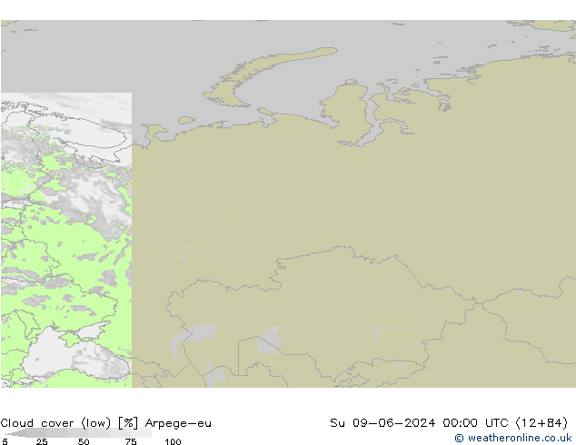 Bewolking (Laag) Arpege-eu zo 09.06.2024 00 UTC