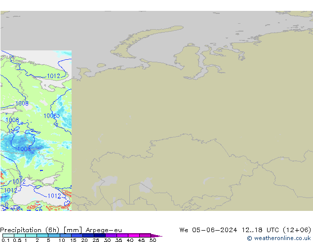 Precipitación (6h) Arpege-eu mié 05.06.2024 18 UTC