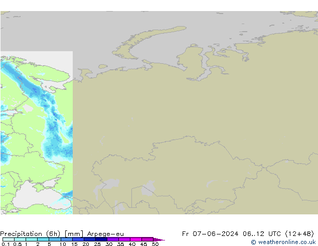 Precipitation (6h) Arpege-eu Fr 07.06.2024 12 UTC