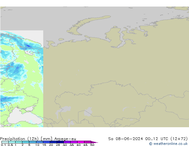 Precipitation (12h) Arpege-eu Sa 08.06.2024 12 UTC