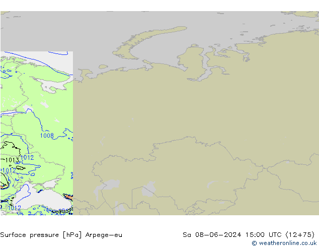 Presión superficial Arpege-eu sáb 08.06.2024 15 UTC