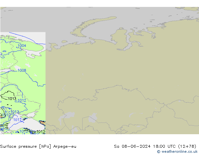 Surface pressure Arpege-eu Sa 08.06.2024 18 UTC