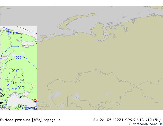 приземное давление Arpege-eu Вс 09.06.2024 00 UTC