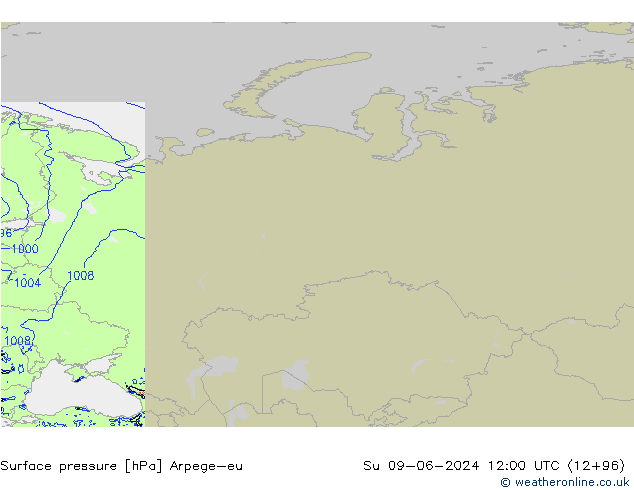 Presión superficial Arpege-eu dom 09.06.2024 12 UTC