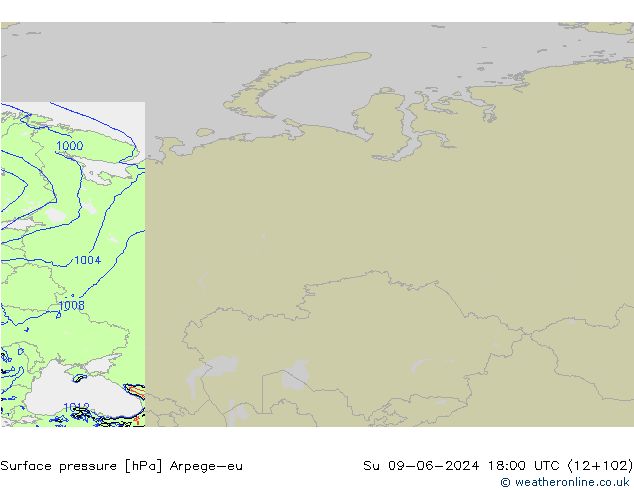 pressão do solo Arpege-eu Dom 09.06.2024 18 UTC