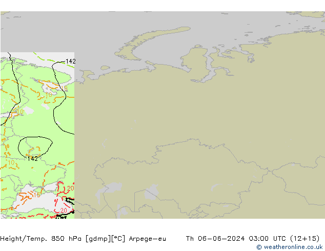 Height/Temp. 850 hPa Arpege-eu Th 06.06.2024 03 UTC