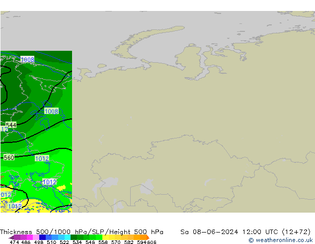 Thck 500-1000hPa Arpege-eu  08.06.2024 12 UTC