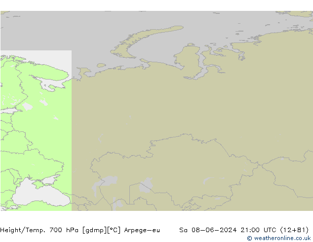 Height/Temp. 700 hPa Arpege-eu Sa 08.06.2024 21 UTC