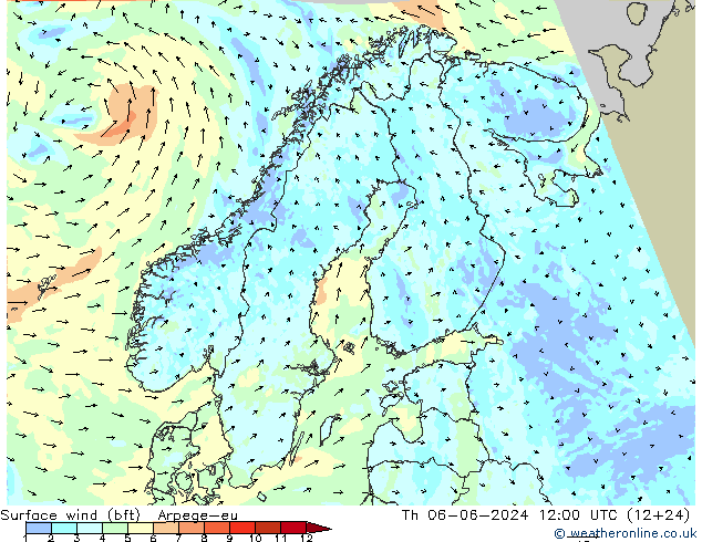  10 m (bft) Arpege-eu  06.06.2024 12 UTC