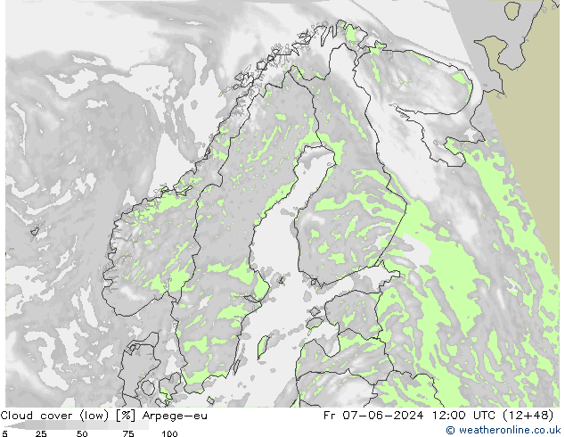 Nubi basse Arpege-eu ven 07.06.2024 12 UTC