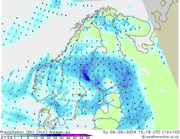 Nied. akkumuliert (6Std) Arpege-eu So 09.06.2024 18 UTC