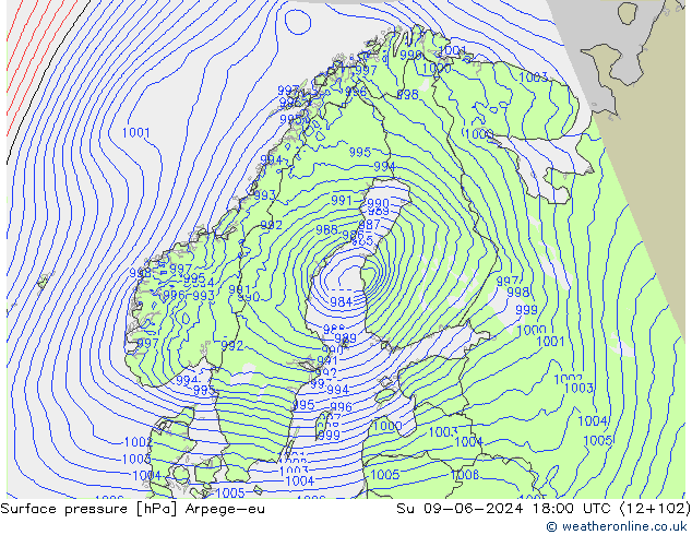Bodendruck Arpege-eu So 09.06.2024 18 UTC