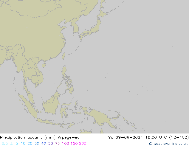 Toplam Yağış Arpege-eu Paz 09.06.2024 18 UTC