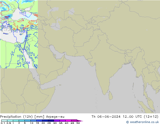 Precipitación (12h) Arpege-eu jue 06.06.2024 00 UTC