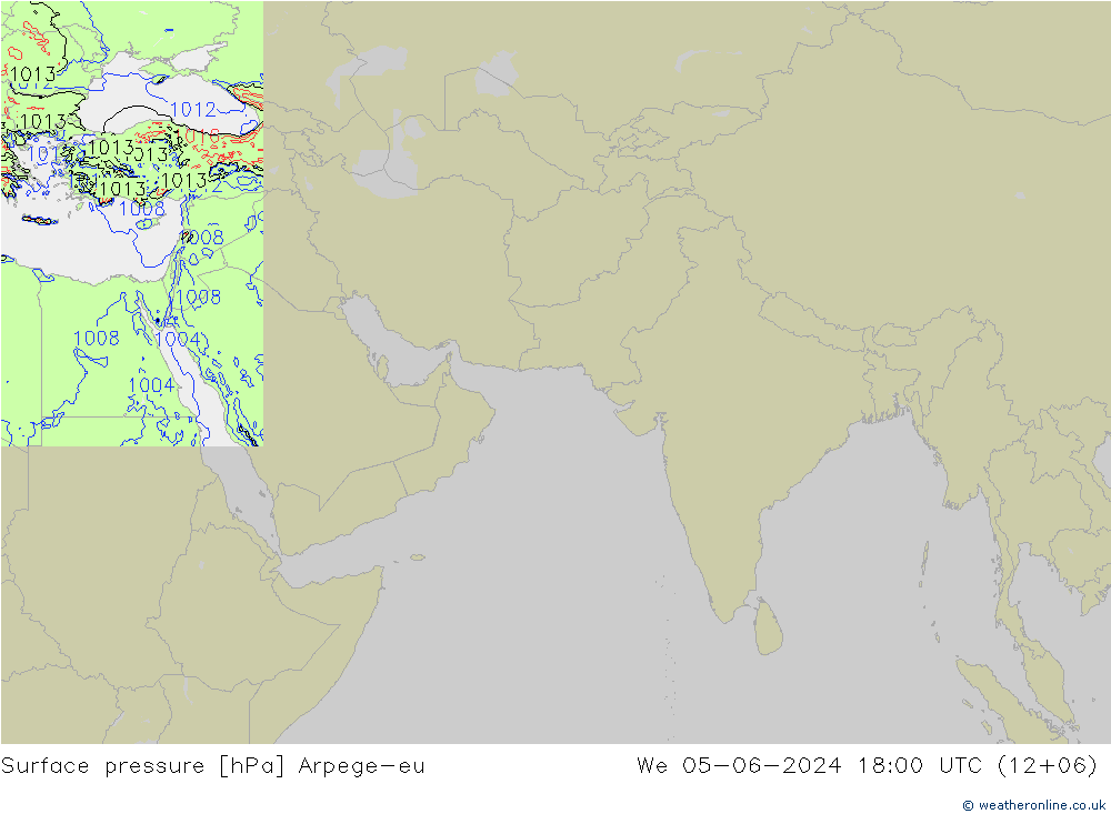 Presión superficial Arpege-eu mié 05.06.2024 18 UTC