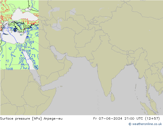 Atmosférický tlak Arpege-eu Pá 07.06.2024 21 UTC