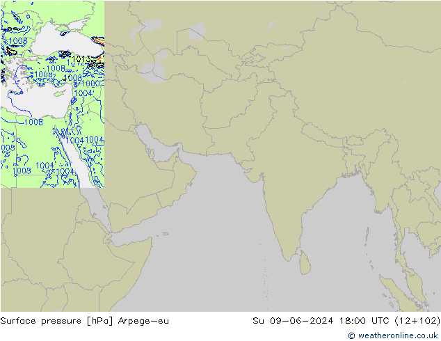 Presión superficial Arpege-eu dom 09.06.2024 18 UTC