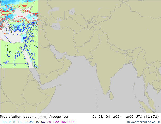 Precipitation accum. Arpege-eu сб 08.06.2024 12 UTC