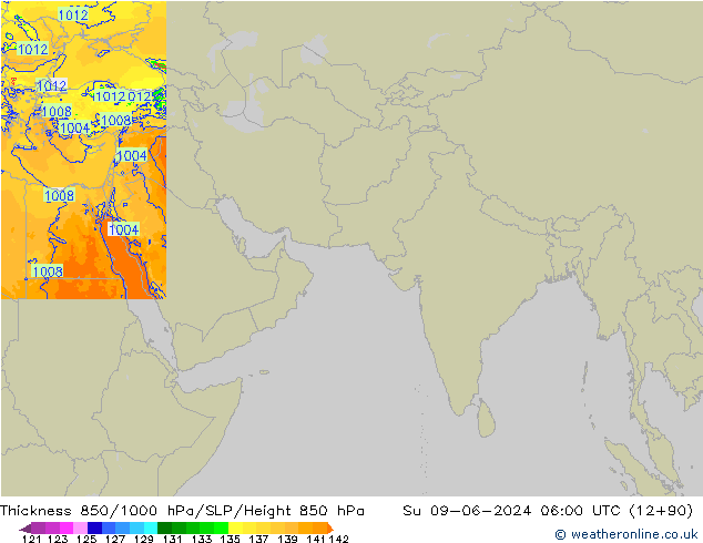 850-1000 hPa Kalınlığı Arpege-eu Paz 09.06.2024 06 UTC