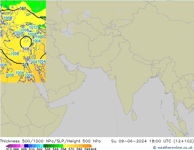 Thck 500-1000гПа Arpege-eu Вс 09.06.2024 18 UTC