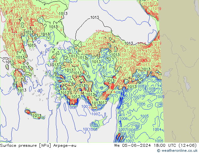 pressão do solo Arpege-eu Qua 05.06.2024 18 UTC