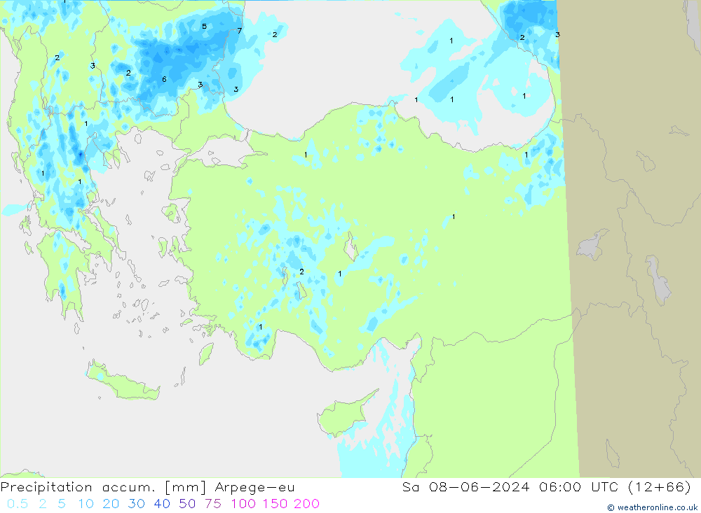 Toplam Yağış Arpege-eu Cts 08.06.2024 06 UTC