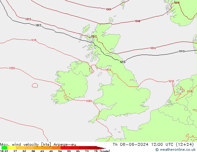 Max. wind snelheid Arpege-eu do 06.06.2024 12 UTC