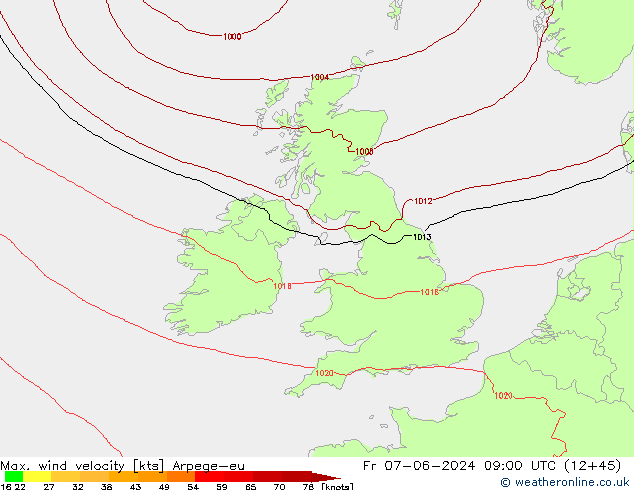 Max. wind velocity Arpege-eu pt. 07.06.2024 09 UTC