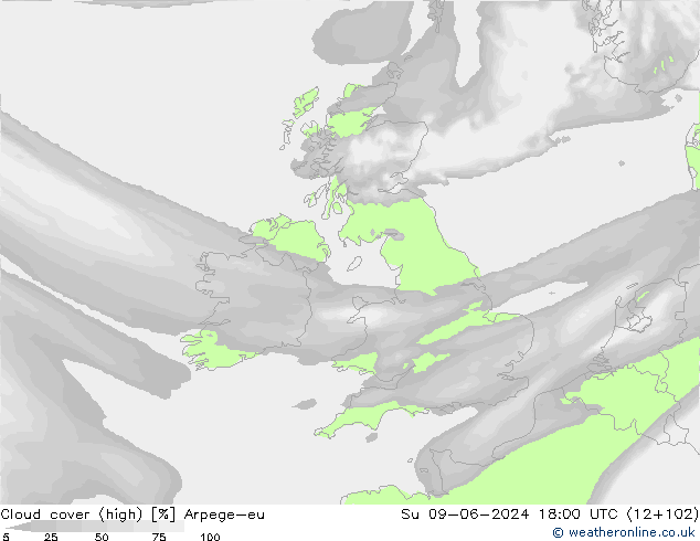 Nubes altas Arpege-eu dom 09.06.2024 18 UTC