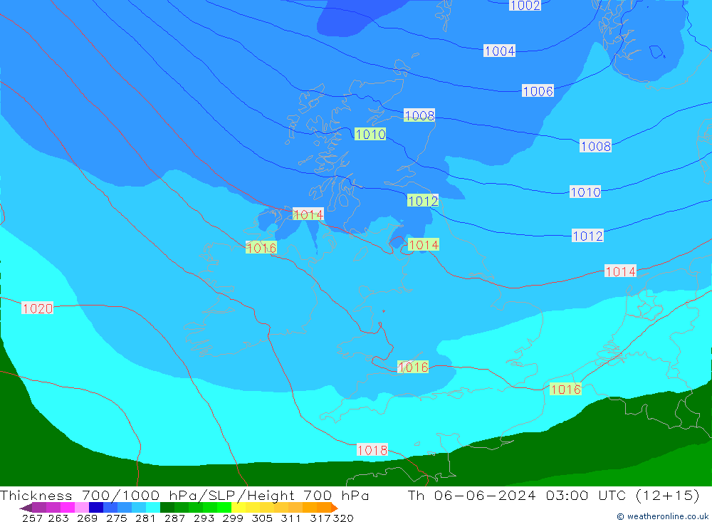 Thck 700-1000 hPa Arpege-eu Th 06.06.2024 03 UTC