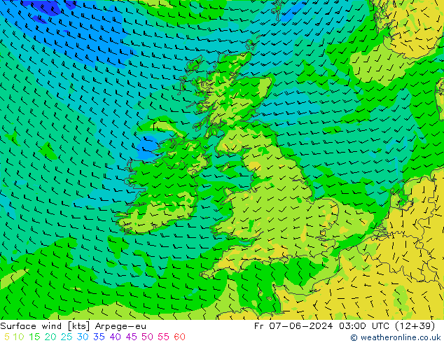 Surface wind Arpege-eu Fr 07.06.2024 03 UTC