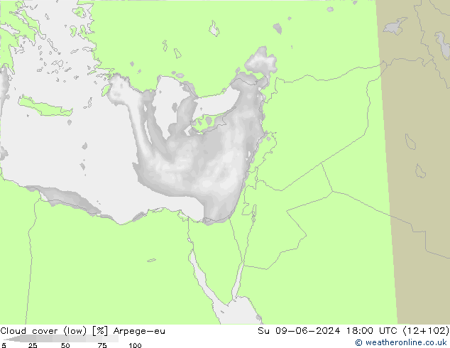 zachmurzenie (niskie) Arpege-eu nie. 09.06.2024 18 UTC