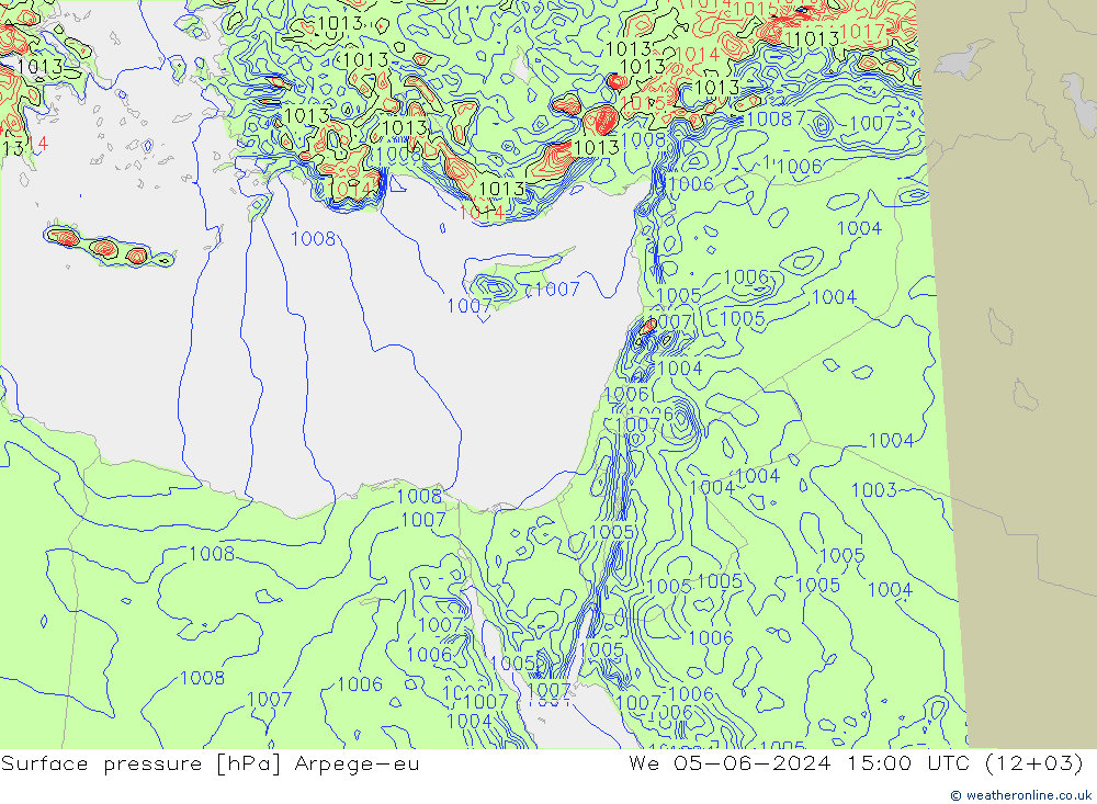 Atmosférický tlak Arpege-eu St 05.06.2024 15 UTC