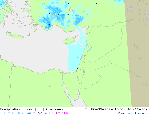 Precipitation accum. Arpege-eu so. 08.06.2024 18 UTC