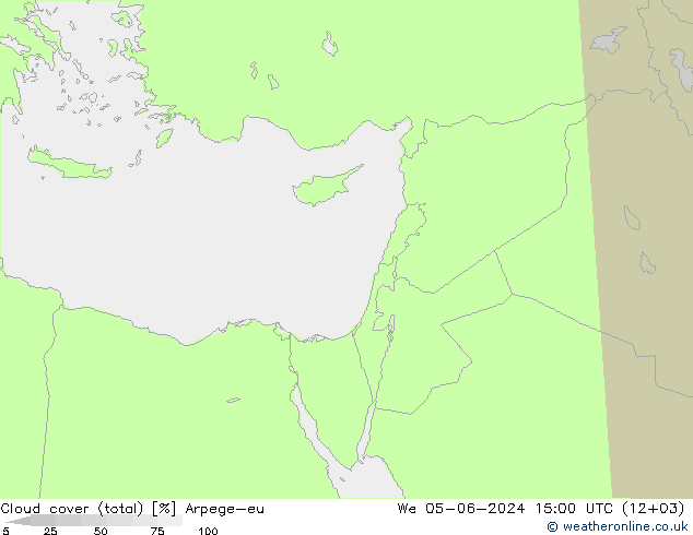 Cloud cover (total) Arpege-eu We 05.06.2024 15 UTC