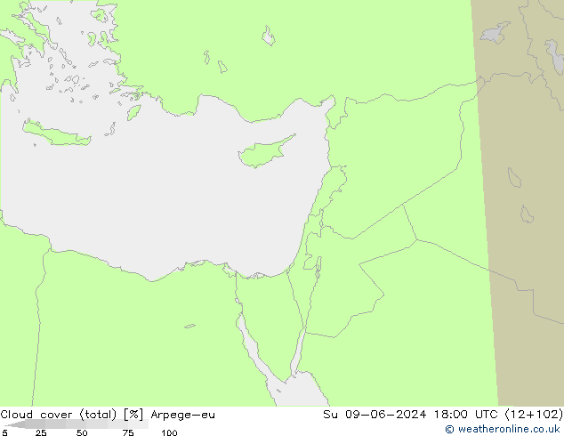 zachmurzenie (suma) Arpege-eu nie. 09.06.2024 18 UTC