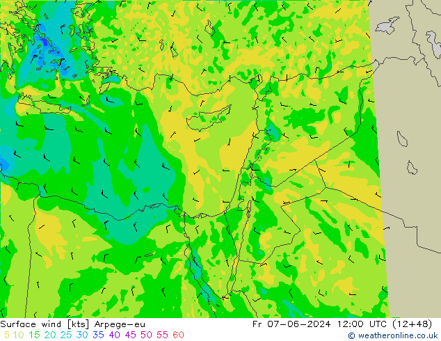 Vent 10 m Arpege-eu ven 07.06.2024 12 UTC