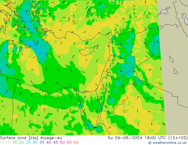 ветер 10 m Arpege-eu Вс 09.06.2024 18 UTC