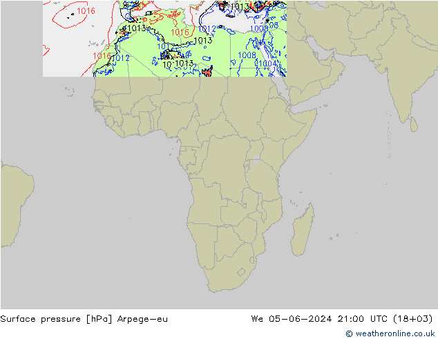 Yer basıncı Arpege-eu Çar 05.06.2024 21 UTC