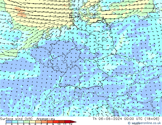  10 m (bft) Arpege-eu  06.06.2024 00 UTC