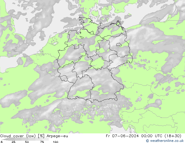 Nubi basse Arpege-eu ven 07.06.2024 00 UTC