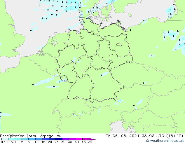 Précipitation Arpege-eu jeu 06.06.2024 06 UTC