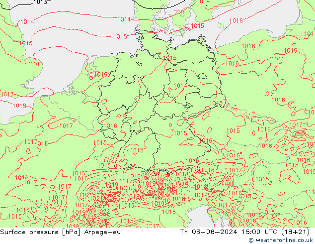 Surface pressure Arpege-eu Th 06.06.2024 15 UTC