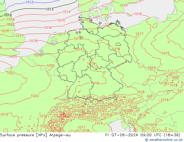 pression de l'air Arpege-eu ven 07.06.2024 09 UTC