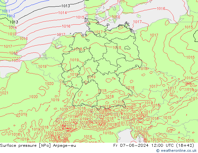 Surface pressure Arpege-eu Fr 07.06.2024 12 UTC