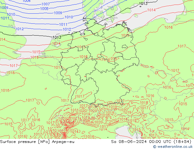 Surface pressure Arpege-eu Sa 08.06.2024 00 UTC