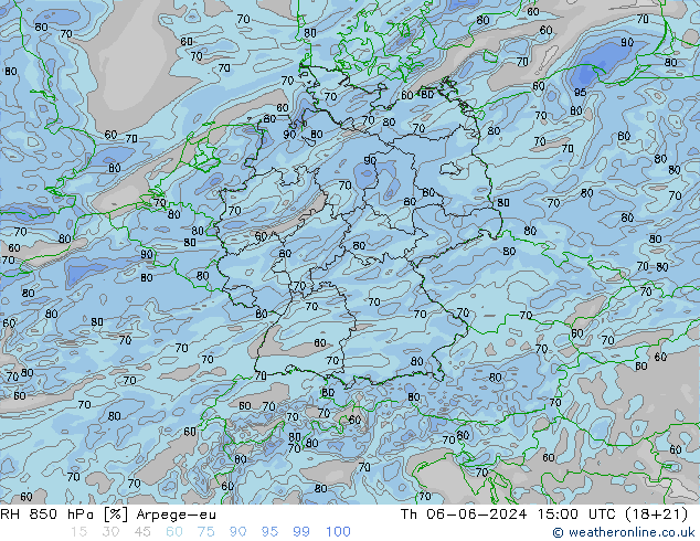 RH 850 hPa Arpege-eu  06.06.2024 15 UTC