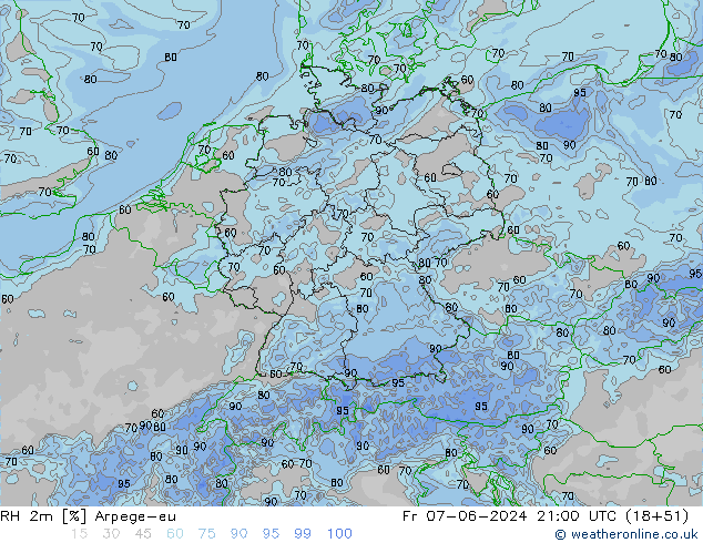 RH 2m Arpege-eu ven 07.06.2024 21 UTC