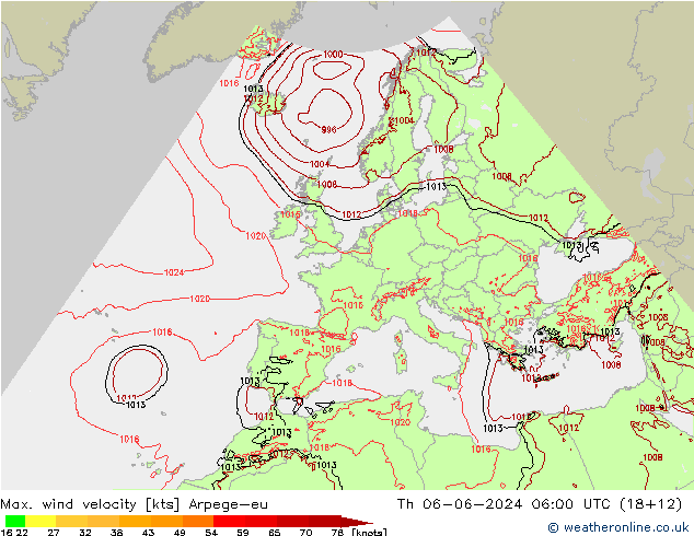 Windböen Arpege-eu Do 06.06.2024 06 UTC